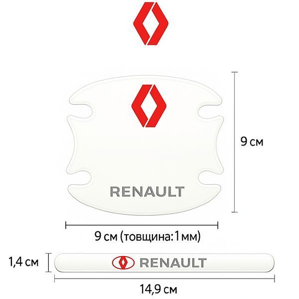Защитная плёнка на и под ручки дверей для авто Renault Рено (набор 8 шт) 65070861 фото