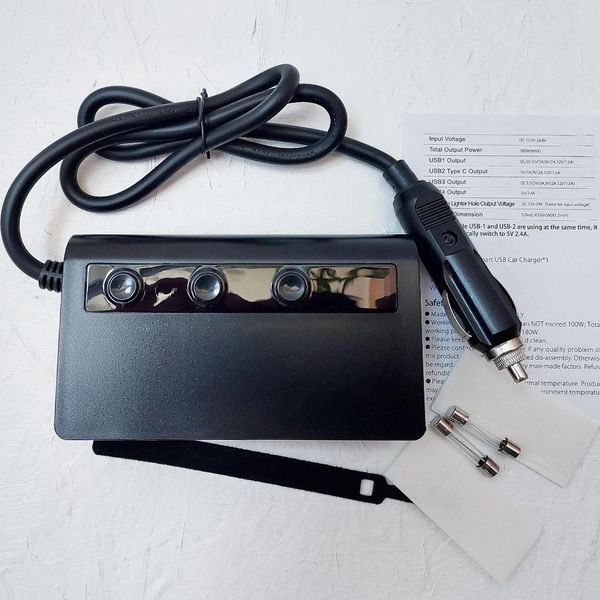 Розгалужувач прикурювача для авто 12-24 вольт на 3 гнізда usb, Type - c 180 Вт 45702870 фото