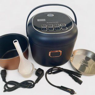 Мультиварка 2 л для дому, в машину 12-24-220 вольт blue (синій) 20346346 фото