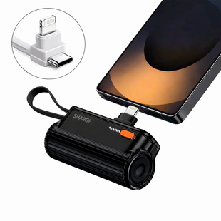 Портативний кишеньковий повербанк SHARGE Міні 2 Power Bank 5000 mAh Lightning чорний 63859158 фото