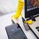 Кабель для швидкого заряджання телефону USB-A+Type-C на Type-C+Lightning 4 в 1 (65Вт), пружинний, жовтий, 1.5 м 38705607 фото 8
